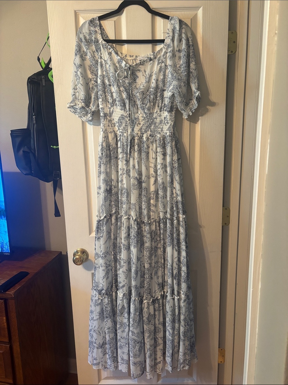 Baltic Born Blue & White Floral Tiered Maxi Dress
